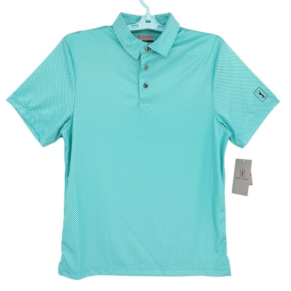 PGA Tour Mens UPF 50 Moisture Wicking Stretch Ceramic Blue Polo Shirt Size S NWT - Picture 1 of 9